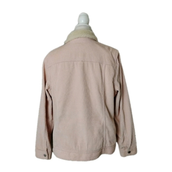 Old Navy Trucker Jacket Women XL Pink Corduroy Fleece Lined Sherpa - Picture 2 of 5